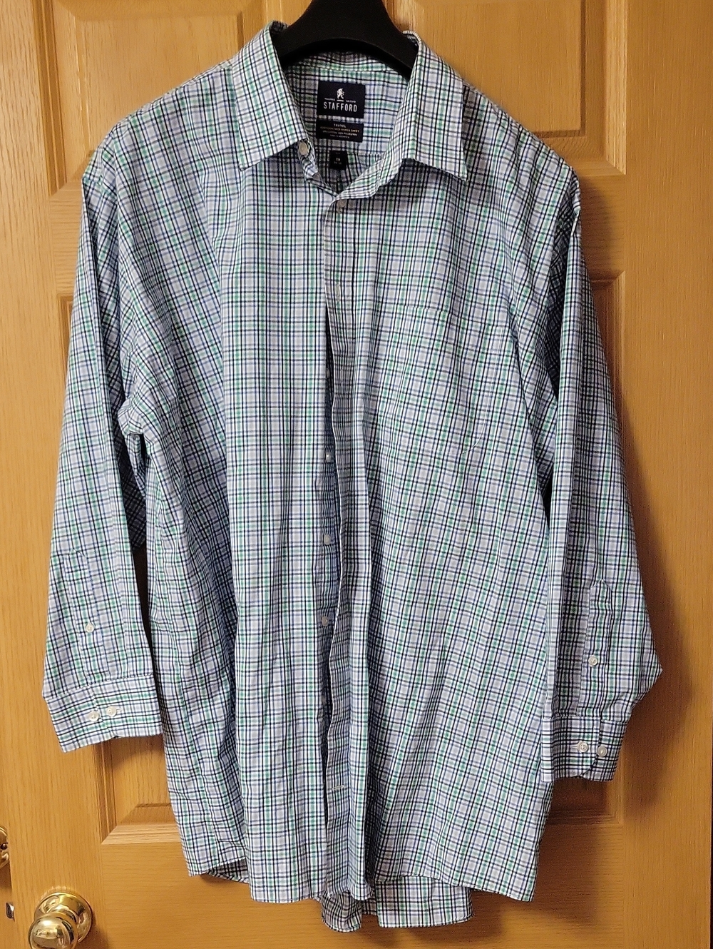 Stafford Green and Blue Plaid Dress Shirt